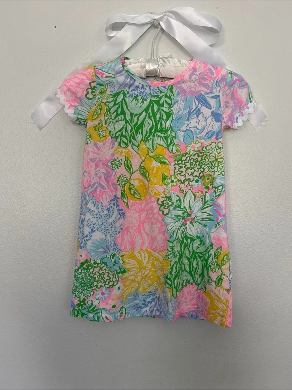Lilly Pulitzer Girls Floral Patchwork Short-Sleeve Dress - Pink Multi